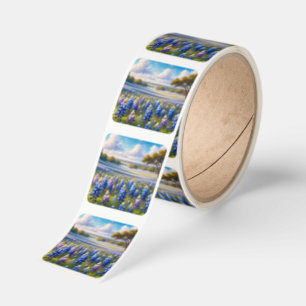 Texas Bluebonnet Meadow Landscape Square Sticker