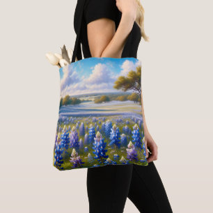 Texas Bluebonnet Meadow Landscape Tote Bag