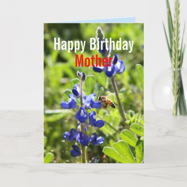 Texas Bluebonnet Mother Happy Birthday Card (Front)