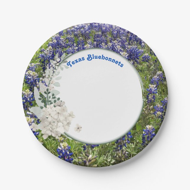 Texas Bluebonnet Paper Plates for Spring Parties  (Front)
