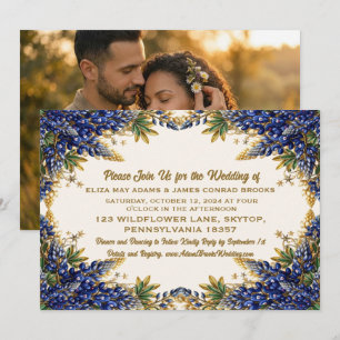 Texas Bluebonnet Photo Wedding Invitation