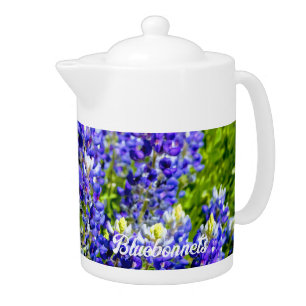 Texas Bluebonnet Porcelain Teapot Home Decor