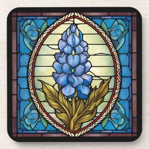 Texas Bluebonnet Stained Glass Beverage Coaster