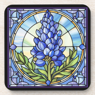 Texas Bluebonnet Stained Glass Beverage Coaster