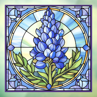Texas Bluebonnet Stained Glass Design Window Cling