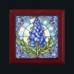 Texas Bluebonnet Stained Glass Gift Box<br><div class="desc">Elegantly beautiful stained glass Texas bluebonnet design.</div>