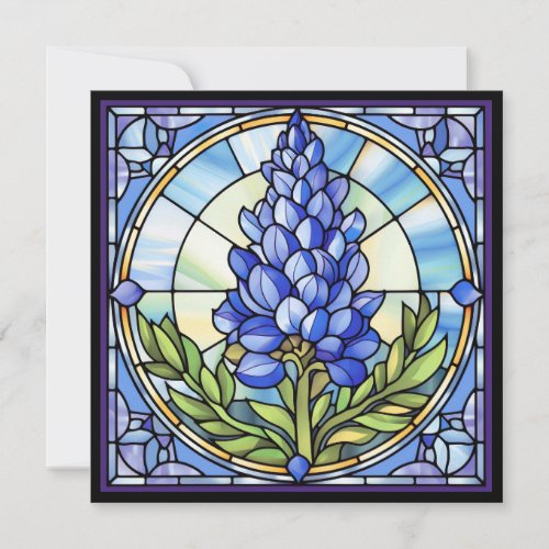 Texas Bluebonnet Stained Glass Invitation