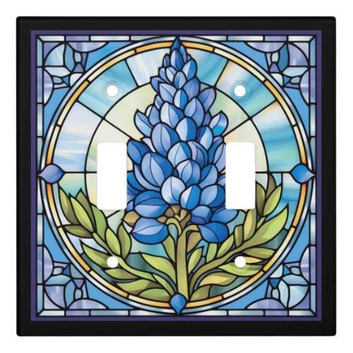 Texas Bluebonnet Stained Glass Light Switch Cover