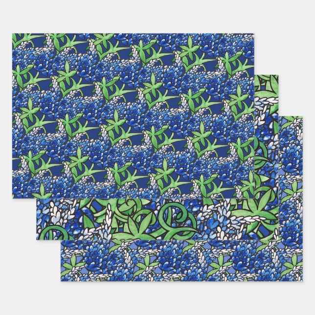 Texas Bluebonnet Texan Love Flower                 Wrapping Paper Sheets (Set)