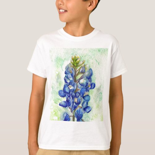 Texas Bluebonnet Wildflower Drawing T_Shirt