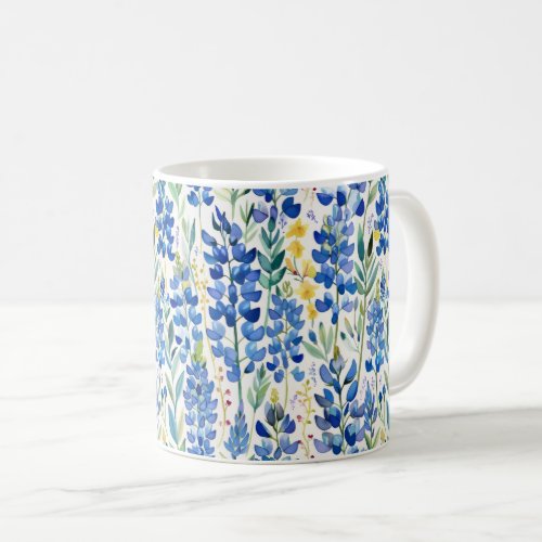 Texas Bluebonnet Wildflower Pattern Coffee Mug