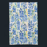Texas Bluebonnet Wildflower Pattern Kitchen Towel<br><div class="desc">Seamless blue botanical watercolour Texas bluebonnet floral pattern design.</div>