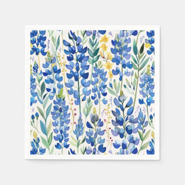 Texas Bluebonnet Wildflower Pattern Napkins (Front)