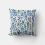 Texas Bluebonnet Wildflowers, Botanical Floral Throw Pillow