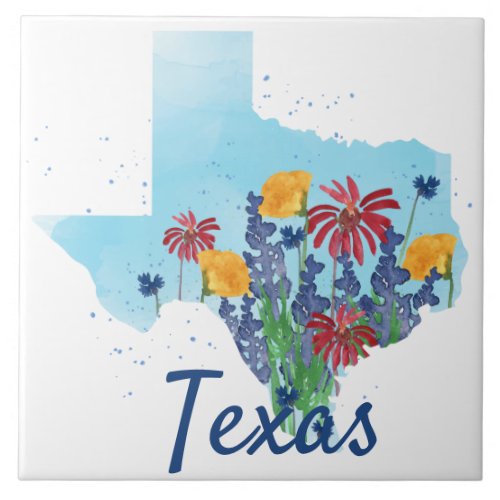 Texas Bluebonnet Wildflowers Ceramic Tile