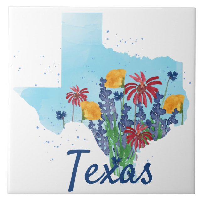 Texas Bluebonnet Wildflowers Ceramic Tile (Front)