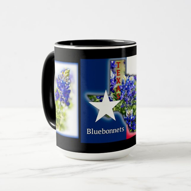 Texas Bluebonnets and state colors with black, Mug (Front Left)