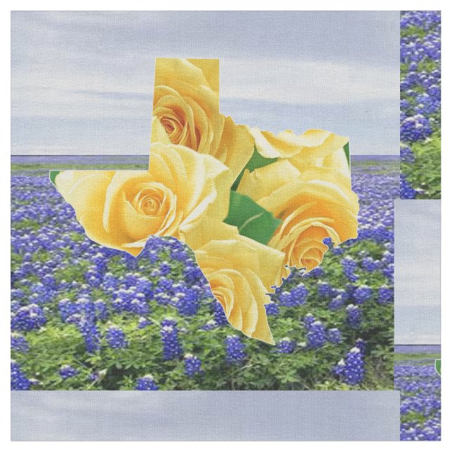 Texas Bluebonnets And Yellow Rose Fabric 4.5