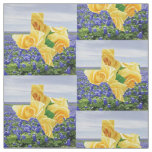 Texas Bluebonnets And Yellow Rose Fabric 4.5"