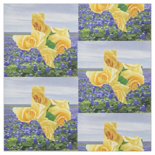 Texas Bluebonnets And Yellow Rose Fabric 45