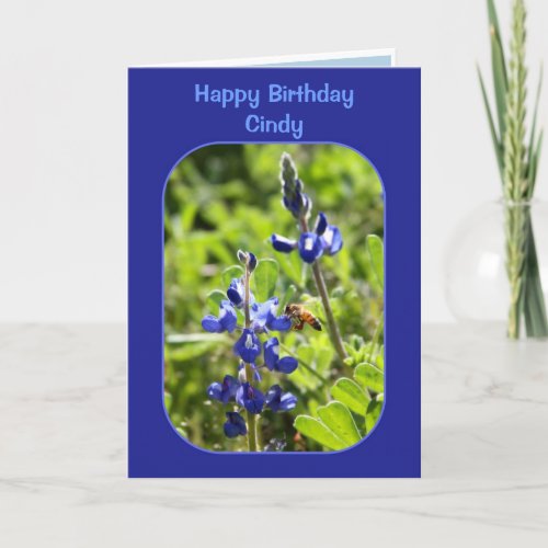 Texas Bluebonnets Ann Happy Birthday Blank Card