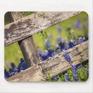 Texas Bluebonnets Around A Country Fence Mouse Pad