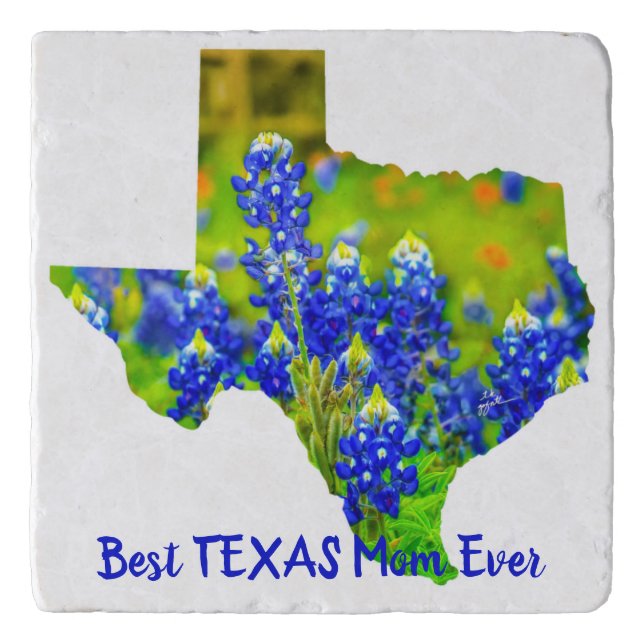 Texas Bluebonnets Best Mom Ever Mother's Day Trivet (Front)