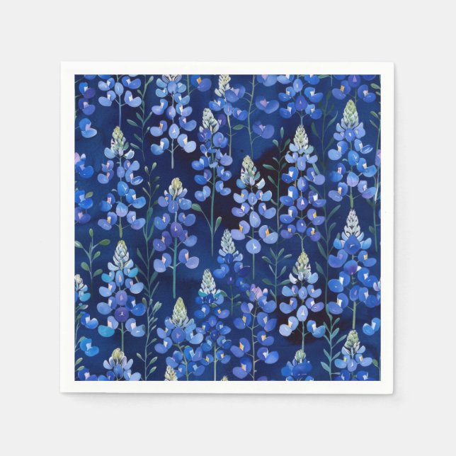 Texas Bluebonnets Blue Wild Flowers Pattern Napkins (Front)