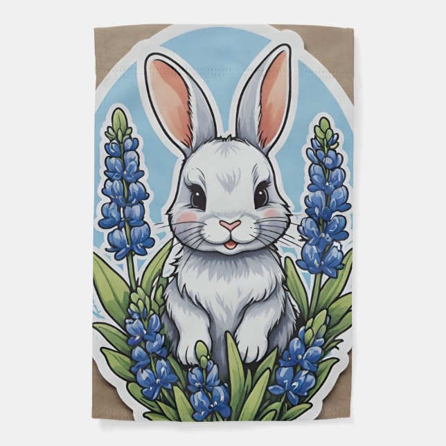 Texas Bluebonnets Bunny Rabbit Texan               Garden Flag (Front)