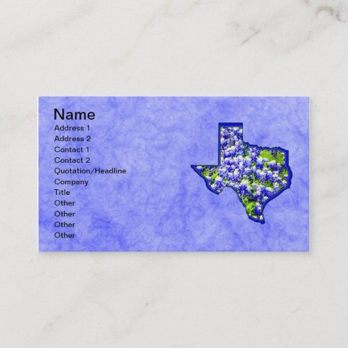 TEXAS BLUEBONNETS BUSINESS CARD