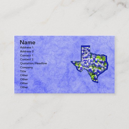Customizable TEXAS BLUEBONNETS BUSINESS CARD TEMPLATE