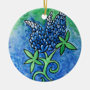 Texas Bluebonnets Ceramic Ornament