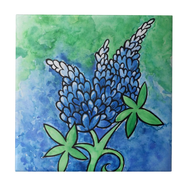 Texas Bluebonnets Ceramic Tile (Front)