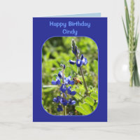 Texas Bluebonnets Cindy Happy Birthday Blank Card