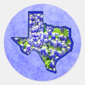 Texas Bluebonnets Classic Round Sticker by manewind at Zazzle