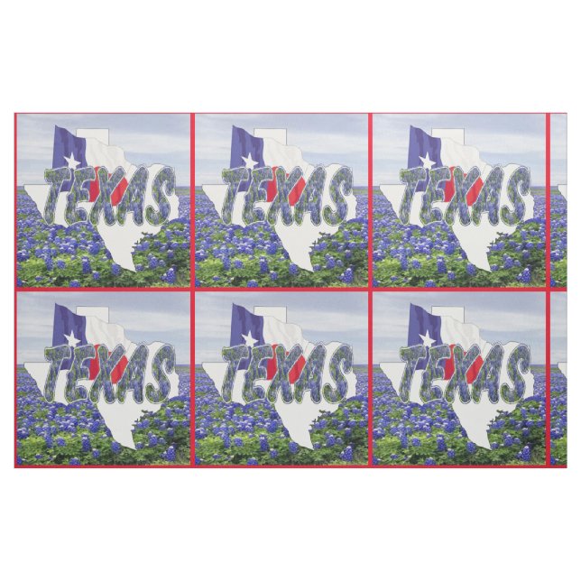 Texas Bluebonnets Flag and Landscape Fabric (Fat Quarter)