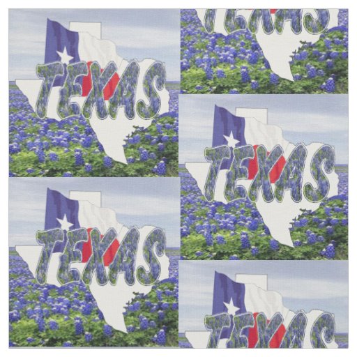 Texas Bluebonnets Flag and Landscape Fabric 4.5"