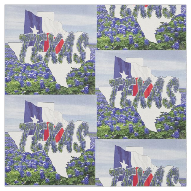 Texas Bluebonnets Flag and Landscape Fabric 4.5" (Swatch)