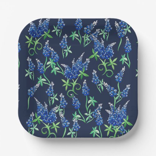 Texas Bluebonnets Floral Blue Paper Plates