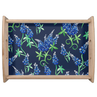 Texas Bluebonnets Floral Blue Serving Tray