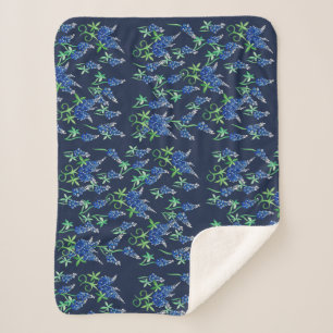 Texas Bluebonnets Floral Blue Sherpa Blanket