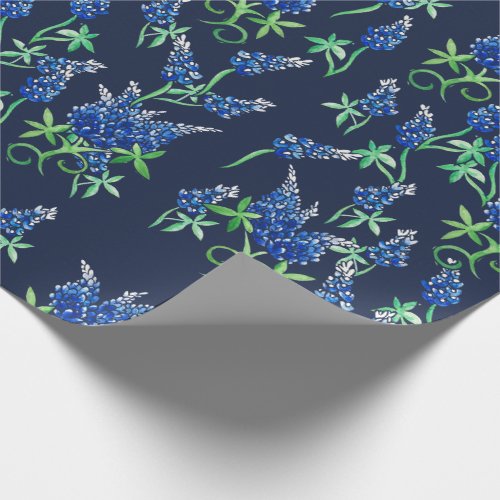 Texas Bluebonnets Floral Blue Wrapping Paper