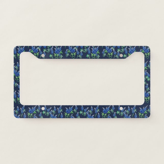 Texas Bluebonnets Floral Blues License Plate Frame (Front)