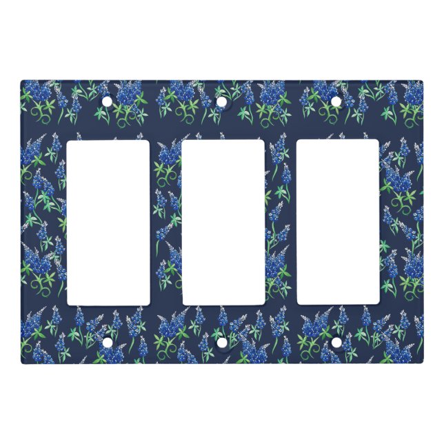 Texas Bluebonnets Floral Blues Light Switch Cover (Front)