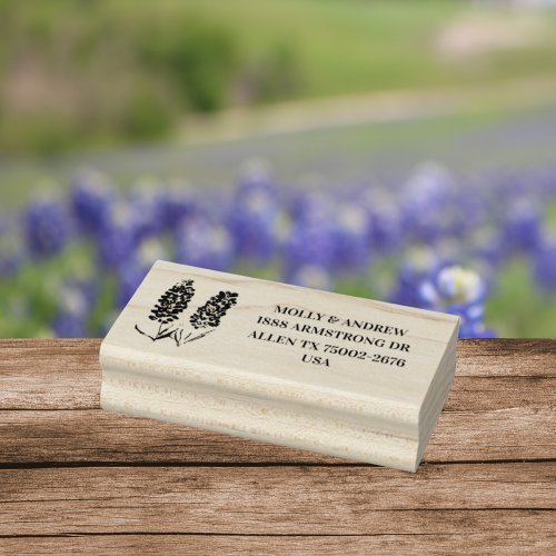 Texas Bluebonnets Floral Wedding Return Address Rubber Stamp