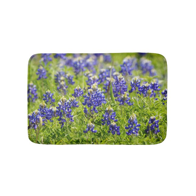 Texas Bluebonnets Flowers Bath Mat Rug (Front)