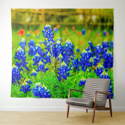 Texas Bluebonnets Hill Country Fine Art Tapestry