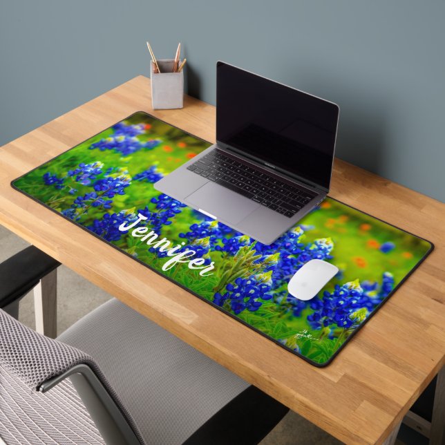 Texas Bluebonnets Indian Paintbrush Name Fine Art Desk Mat (Office 2)