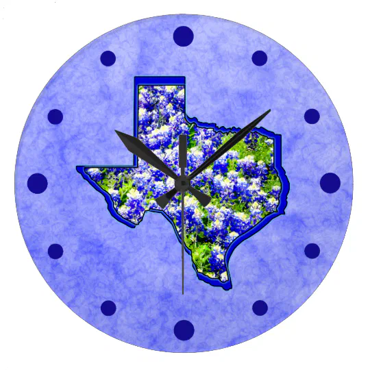 Texas BlueBonnet Wall Clock  Makes Great Gifts 