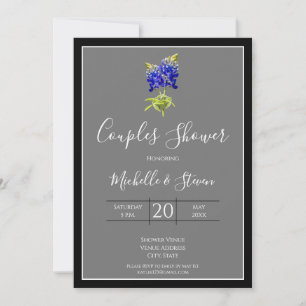 Texas Bluebonnets on Dark Gray, Spring, Couples Invitation